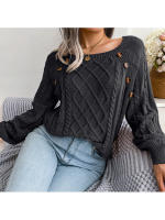 Suéter de punto con botones para mujer, Jersey holgado de manga larga, otoño, 2023 - details 13