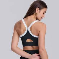 Sujetador deportivo de nailon para mujer, camiseta sin mangas de color sólido, transpirable, de secado rápido - details 19