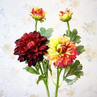Crisantemo Artificial de 2 cabezas, flor de crisantemo de seda de tacto Real hecha a mano, flor de Dalia de simulación realista que no se decolora - details 4