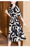 Elegante Vestido de Satén con Estampado Falda de Moda de Alta Gama para Mujer - details 2