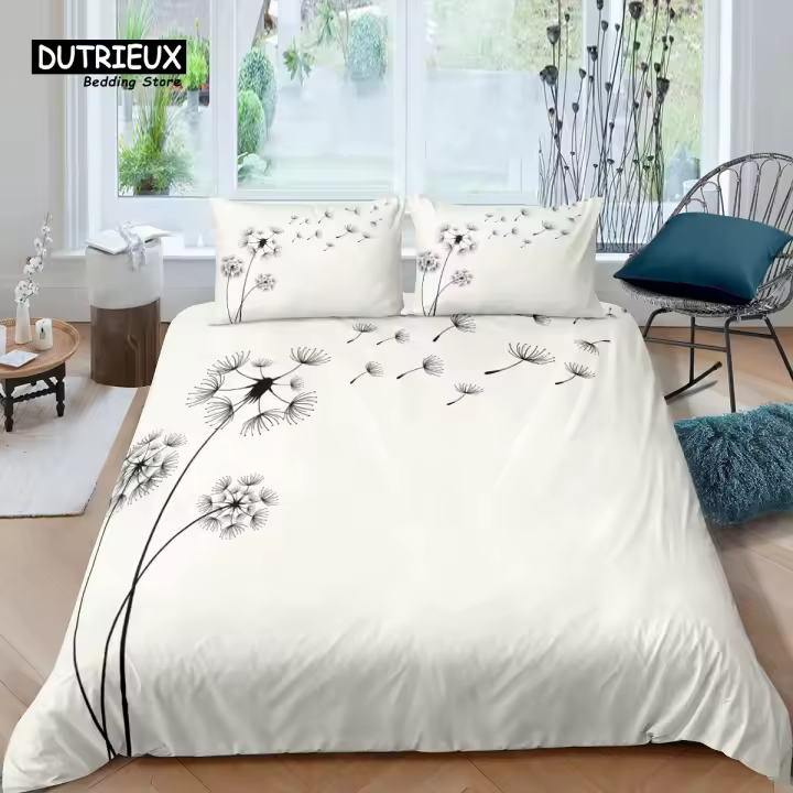 Juego de Ropa de Cama de Lujo 3D Flor de Pimienta Funda de Edredón, Funda de Almohada, Traje de Cama Tamaño Rey y Reina Comforter - 1