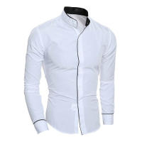 Camisa De Manga Larga Para Hombre Estilo Coreano Slim Fit Color Sólido Casual Primavera Y Otoño Cierre Único Poliéster - details 4