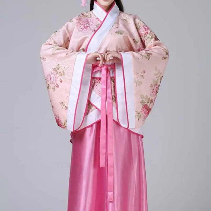 Disfraces de escenario falda Hanfu china, vestido de Cosplay de actuación, bordado de flores, traje chino de la Dinastía Han Tang - 1