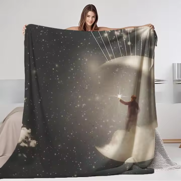 Manta de Franela Suave Diseño Nórdico de Hojas al Atrévete al Sol Sin Desprendimiento - 1