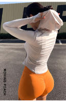 Chaqueta deportiva con capucha para mujer, con bolsillo suave y cremallera completa, para correr y Fitness, Moving Peach - details 3