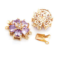 4 juegos de collares de flores de latón y circonita de Color dorado de 18K, cierres de conexión, suministros para hacer joyas Diy, accesorios para mujer - details 4