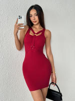 Vestido de mujer vestido rojo azufaifa falda corta - details 1