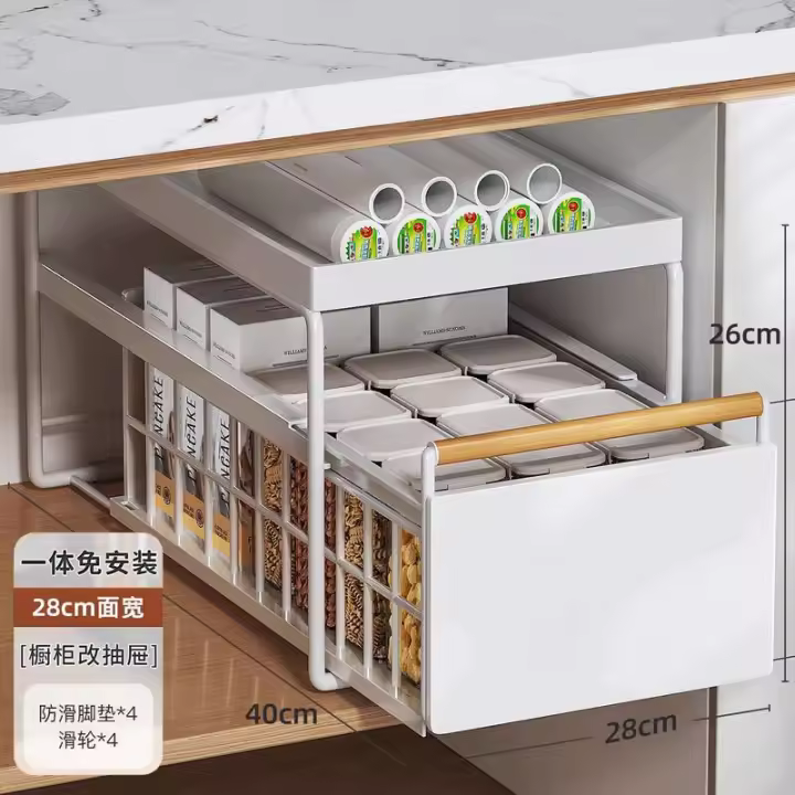 Jiahelper instalación gratuita de gabinete, marco en capas, fregadero extra grueso, estante extraíble, cesta de cocina, cajón, estante de almacenamiento - 1