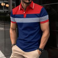 Camisa polo informal para hombre 2025, botón de solapa, camiseta versátil de rayas horizontales de negocios - details 2