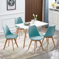 4 Sillas Comedor Sillas de Cocina Nórdico con Asiento Tapizado y Las piernas de Madera de Haya Maciza - Azul Mentol - details 6