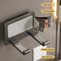 Soporte ajustable para montar en la pared, estante de almacenamiento para secador de pelo resistente y sin perforaciones, soporte para secador de pelo a prueba de herrumbre de aleación de aluminio - details 8