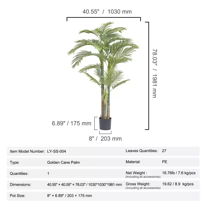 SucceBuy Palmera artificial, árbol falso verde realista para decoración del hogar, oficina, interior y exterior - 1