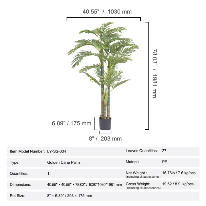 SucceBuy Palmera artificial, árbol falso verde realista para decoración del hogar, oficina, interior y exterior - 1