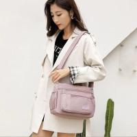 Bolso de hombro de nailon con múltiples bolsillos, bolso cruzado ligero de Color sólido a la moda, bolso portátil de estilo coreano con múltiples bolsillos con cremallera - details 8
