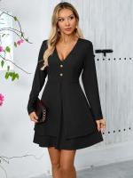 Vestido de Manga Larga para Mujer Primavera Otoño 2025 Color Sólido, Estilo Suelto Vintage XL - details 16