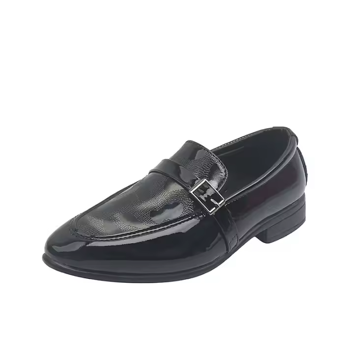 Zapatos de cuero de estilo británico para niños, calzado de tacón bajo, punta puntiaguda, versátil, para boda - 1