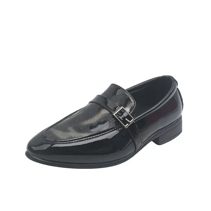Zapatos de cuero de estilo británico para niños, calzado de tacón bajo, punta puntiaguda, versátil, para boda - 1