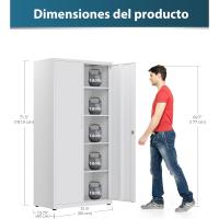 Armario de Garaje de 5 Estantes con Cerradura, Armario de Oficina con Estantes Ajustables, para Oficina, Garaje y Lavadero, Negro - details 16