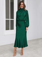 Primavera Verano nuevo vestido de manga larga de satén de gama alta vestido de noche elegante para mujer ropa de fiesta vestidos de celebridades - details 11