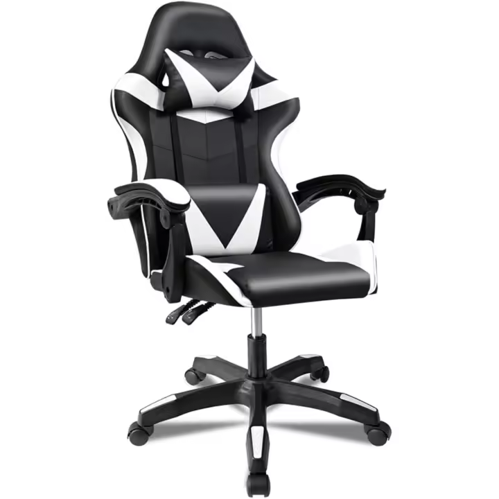 Lumbar y Cervical Altura Ajustable, Reposabrazos Acolchados, Ruedas 360 °    Ideal para Oficina, - 1