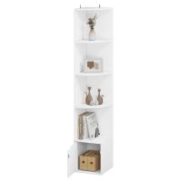 Estantería de 5 niveles, estante esquinero de pie, estantería blanca de almacenamiento, 1 armario con puerta - details 4