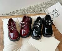 Zapatos de princesa con lazo amoroso para niñas, calzado de baile de actuación para fiesta, de cuero, con punta redonda y suela suave, color negro, novedad de 2024 - details 1
