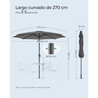 Sombrilla de Jardín 300 cm, UPF 50+, Parasol, 30 ° de Inclinación en dos Direcciones, con , para Patio, Terraza, , Piscina, sin Base, Beige GPU30BE - details 67