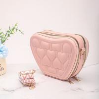 Bolsas de almacenamiento de cosméticos de gran capacidad, bolsa de almacenamiento de artículos de tocador impermeable portátil, bolso de hombro con forma de corazón de cuero PU a prueba de polvo - details 8