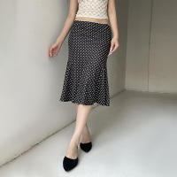 BUNO- Y2K falda elegante con estampado de puntos para mujer, falda media envolvente con volantes, trajes de vacaciones informales elegantes para primavera para mujer - details 5
