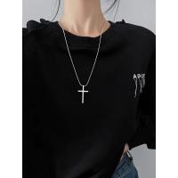 Collar Cruz Minimalista Unisex Cadena Simple Versátil de Acero de Titanio Estilo INS Frío - details 1