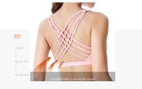Sujetador deportivo para mujer, Push Up, sin aros, acolchado, entrecruzado, con tiras, para correr, entrenamiento de gimnasia, entrenamiento, ropa interior de Yoga, Tops cortos - details 6
