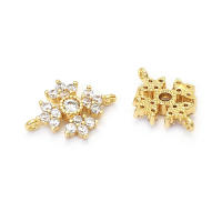Abalorios de latón y circonita de Color dorado de 18K con 2 agujeros, abalorios de conexión de copos de nieve y flores, accesorios para pendientes para hacer joyas Diy de alta calidad - details 33