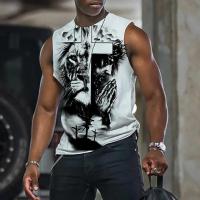 Chaleco con estampado 3D para hombre, camiseta sin mangas con cuello redondo cruzado, Top deportivo diario sin mangas - details 4