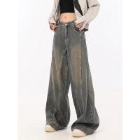 Pantalones vaqueros de cintura alta de gran tamaño para mujer, pantalón informal holgado de pierna ancha, estilo Retro americano, ropa de calle Grunge, pantalón vaquero - details 7