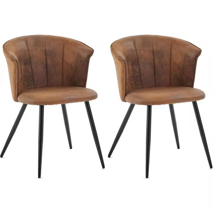 MEUBLE COSY Juego de 2 Sillas de Comedor Vintage Sillón Tapizado en Gamuza con Reposabrazos Patas Metálicas para Cocina Salón - 1