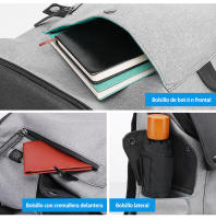 Mochila informal con tapa para hombre, bolsa impermeable con contraste de color ligero, para ordenador de 15,6 pulgadas, para estudiantes - details 3