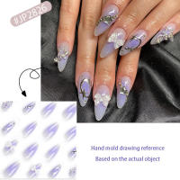 Uñas artificiales extraíbles de longitud media, manicura artística para salón de belleza, Expert e Nail, almendra púrpura - details 6