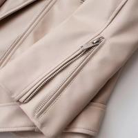 TRAFZA, chaquetas de cuero para mujer de primavera, cuello vuelto, charretera con remaches, abrigo de motociclista con cremallera, prendas de vestir holgadas de cuero suave de imitación para mujer de otoño - details 14
