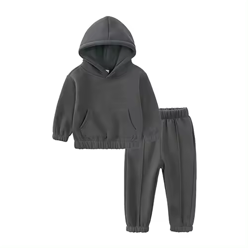 Conjunto de ropa de invierno para niños, conjunto de ropa de lana cálida para bebés, chándal, sudaderas con capucha y pantalones, trajes deportivos para niños, 2 uds. - 1