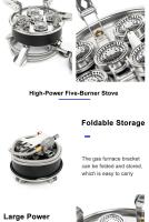 Estufa de Gas Portátil para Acampar al Aire Libre Quemador de Cinco Fuego Fuerte para Utensilios de Cocina de Supervivencia - details 2