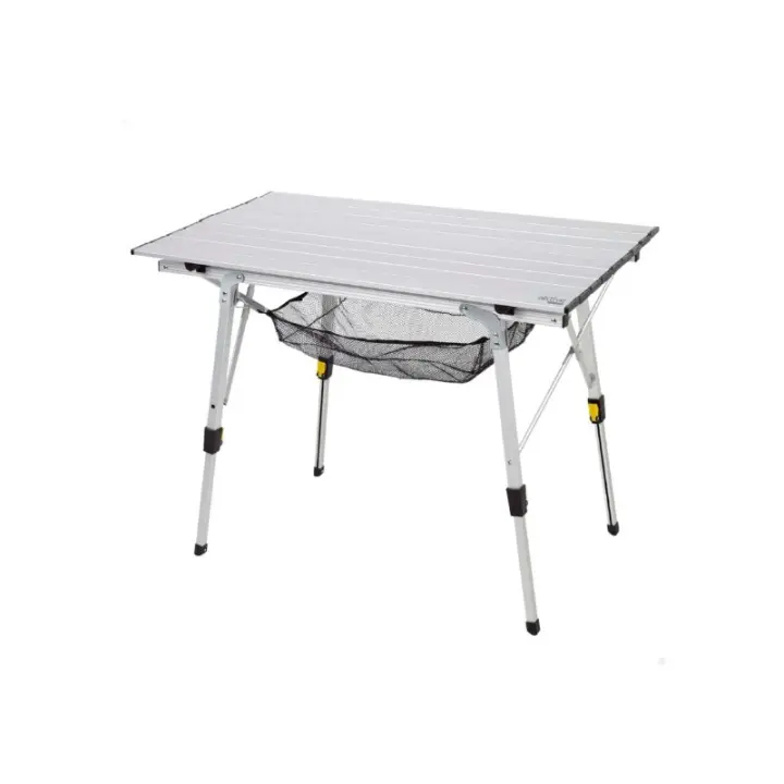 Mesa de camping Aktive altura regulable + auxiliar rojo plateado 45-70x90x51 cm - 1
