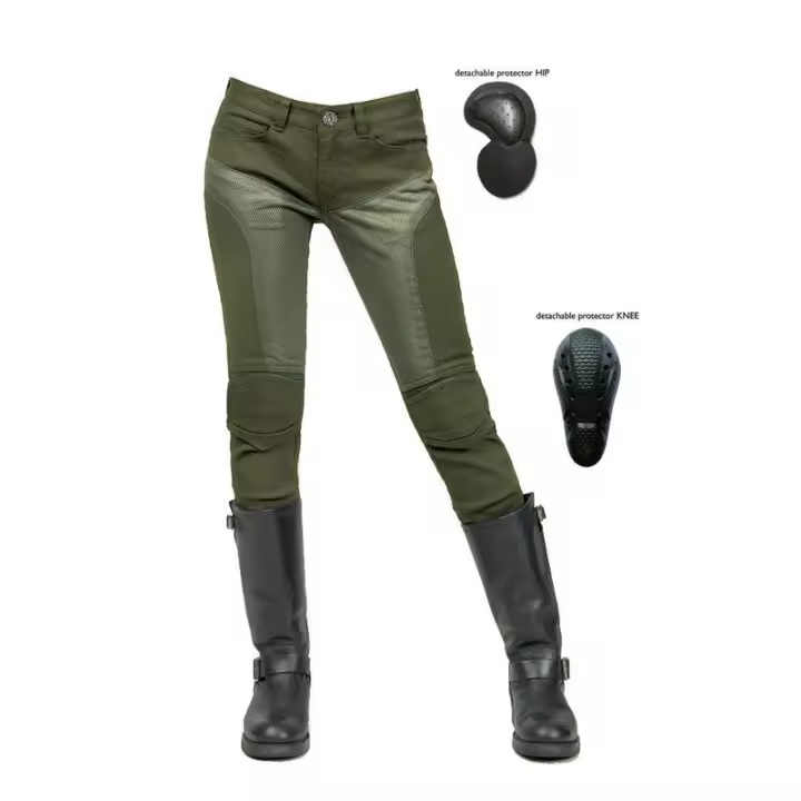 Jeans de motocicleta, carreras slim-fit ventilados de malla de verano transpirables, pantalones de equitación locomotora, rodilleras ajustables hacia arriba y hacia abajo - 1