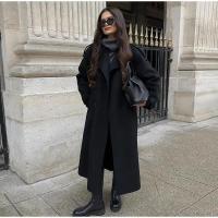 Elegante Abrigo Largo con Cinturón para Mujer Abrigo de Lana de Doble Botón Moda de Calle de Alta - details 8