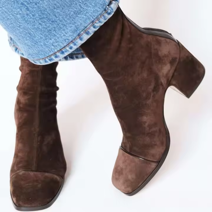 Botas hasta la rodilla de cuero genuino de alta calidad para mujer, estilo formal de invierno para mujer, informal de lujo resistente al desgaste - 1