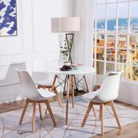 Sillas de Comedor, Sillas de Cocina Nórdicas con Asiento Blando, Tapizado y Patas de Madera de Haya Resistente, Blanco, 2 Sillas - details 7