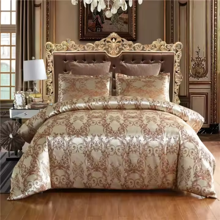 Juego de cama de alta gama, jacquard, tamaño king, juego de cama de boda europeo de lujo - 1