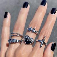 Conjunto de anillos de billar de póker de color plateado Vintage Punk para mujer Anillos de corazón gótico Hip Hop Y2k joyería de regalo masculina de moda coreana - details 18