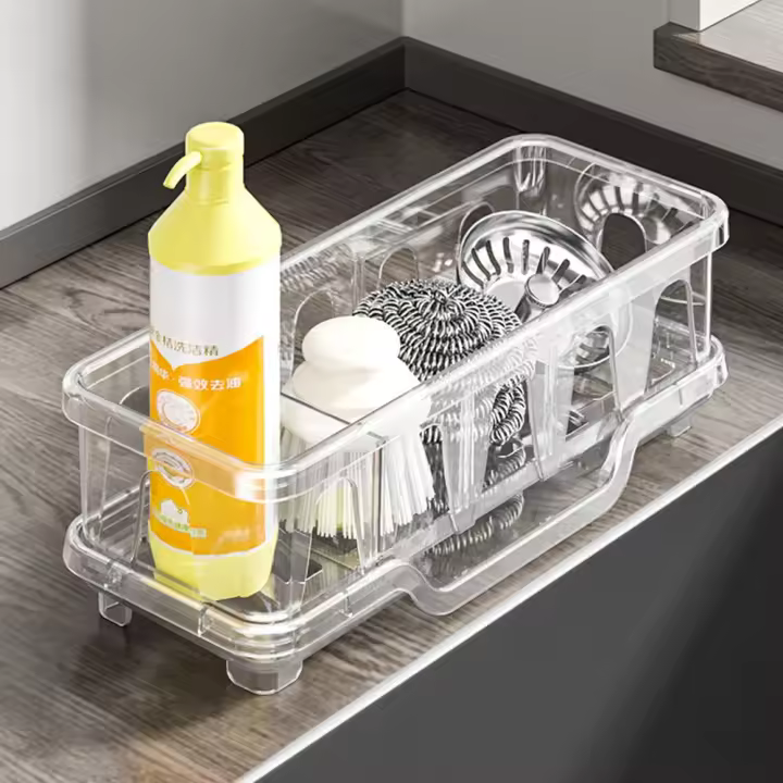Partición desmontable para fregadero de cocina, estante de esponja de secado rápido, a prueba de humedad, autodrenante, organizador para fregadero de cocina - 1