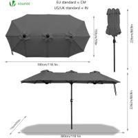 Sombrilla Parasol Rectangular, Sombrillas Jardin para Terraza Playa Piscina Mercado Patio Exterior, 300 x 150 cm, Protección Solar UV50+, Doble Beige - details 14