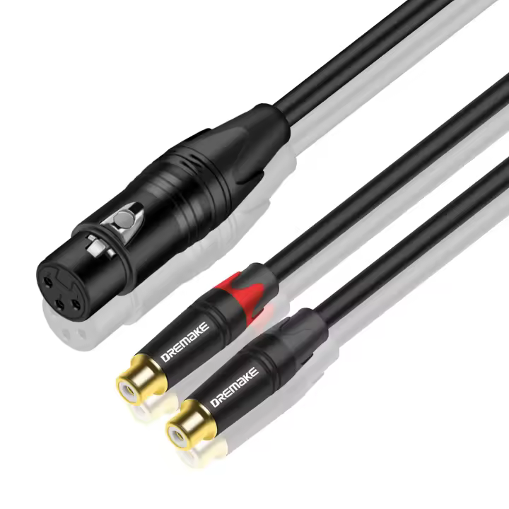 Cable de audio desequilibrado DREMAKE de 2 RCA hembra a XLR hembra, cable adaptador de conector XLR de 3 pines a doble RCA, cable de conexión en Y, cable de micrófono. - 1